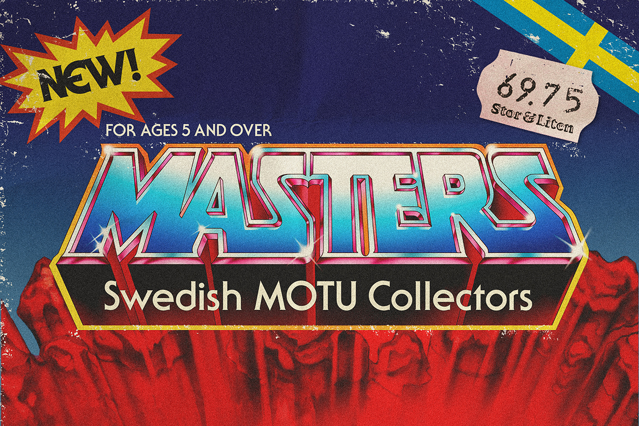 Swedish MOTU Collectors logotyp med svensk prislapp